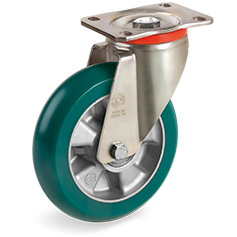 SERIE 62ER: Ruote in poliuretano TR-ROLL con profilo bombato ergonomico, nucleo in alluminio