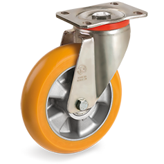 SERIE 65ER: Ruote in poliuretano TR con profilo bombato ergonomico, nucleo in alluminio