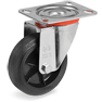 Injection moulded TPR rubber wheels, polypropylene centre, swivel top plate bracket type NL