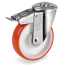 Injection polyurethane wheels, polyamide 6 centre, swivel bracket with bolt hole type NL with front lock