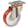 Injection polyurethane wheels, polyamide 6 centre, swivel bracket type P