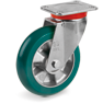 Ruote in poliuretano "TR Roll" con profilo bombato ergonomico, nucleo in alluminio, supporto rotante extrapesante (EP)