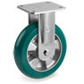 Ruote in poliuretano "TR Roll" con profilo bombato ergonomico, nucleo in alluminio, supporto fisso elettrosaldato (EE MHD)