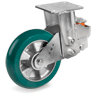Ruote in poliuretano TR-ROLL con profilo bombato ergonomico, nucleo in alluminio, supporto fisso molleggiato EES MHD