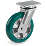 Ruote in poliuretano "TR Roll" con profilo bombato ergonomico, nucleo in alluminio, supporto rotante elettrosaldato (EE MHD)