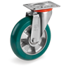 Ruedas de poliuretano "TR Roll" con perfil redondo con núcleo de aluminio, soportes giratorios industriales (NL)