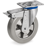 Ruedas de poliuretano ESD "TR Roll", resistencia eléctrica <10^9 Ohm, soporte giratorio pletina M con freno
