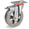 Ruedas de poliuretano ESD "TR Roll", resistencia eléctrica <10^9 Ohm, soporte giratorio pletina NL con freno