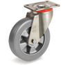 Ruedas de poliuretano ESD "TR Roll", resistencia eléctrica <10^9 Ohm, soporte giratorio pletina P
