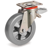 Ruedas de poliuretano ESD "TR Roll", resistencia eléctrica <10^9 Ohm, soporte giratorio pletina P con freno trasero