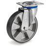 ESD "TR" polyurethane wheels, electrical resistance <10^9 Ohm, swivel top plate bracket M