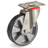 ESD "TR" polyurethane wheels, electrical resistance <10^9 Ohm, swivel top plate bracket P
