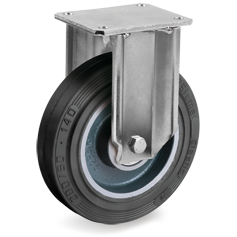 Sigma Elastic rubber wheels, cast iron centre, fixed bracket type EP