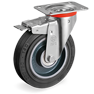 Sigma Elastic rubber wheels, cast iron centre, swivel top plate bracket type NL with front lock