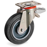 Sigma Elastic rubber wheels, cast iron centre, swivel top plate bracket type P with adjustable brake