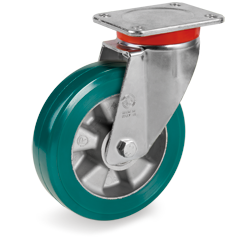 Ruote in poliuretano TR-ROLL, nucleo in alluminio, supporto fisso EP
