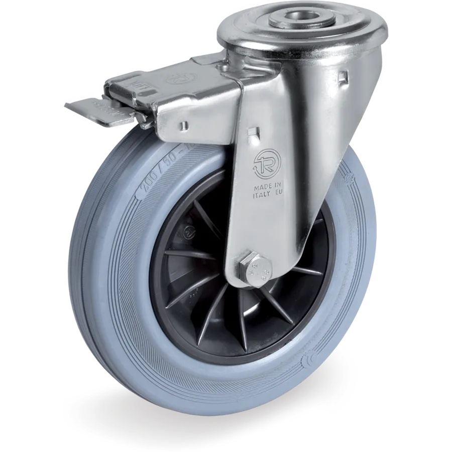 Tellure Rôta 225603 – Rubber swivel castor Ø125×37.5 mm with brake