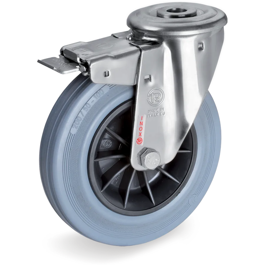 Tellure Rôta 225510 – Rubber swivel castor Ø160×40 mm with brake