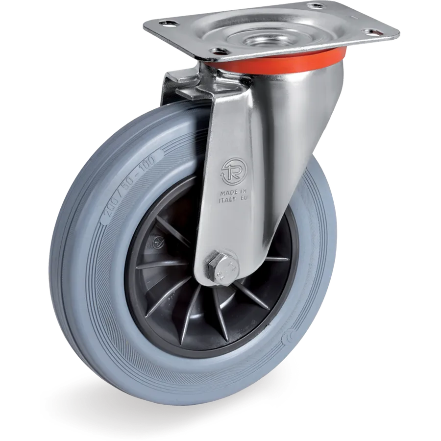 Tellure Rôta 224603 – Rubber swivel castor Ø125×37.5 mm