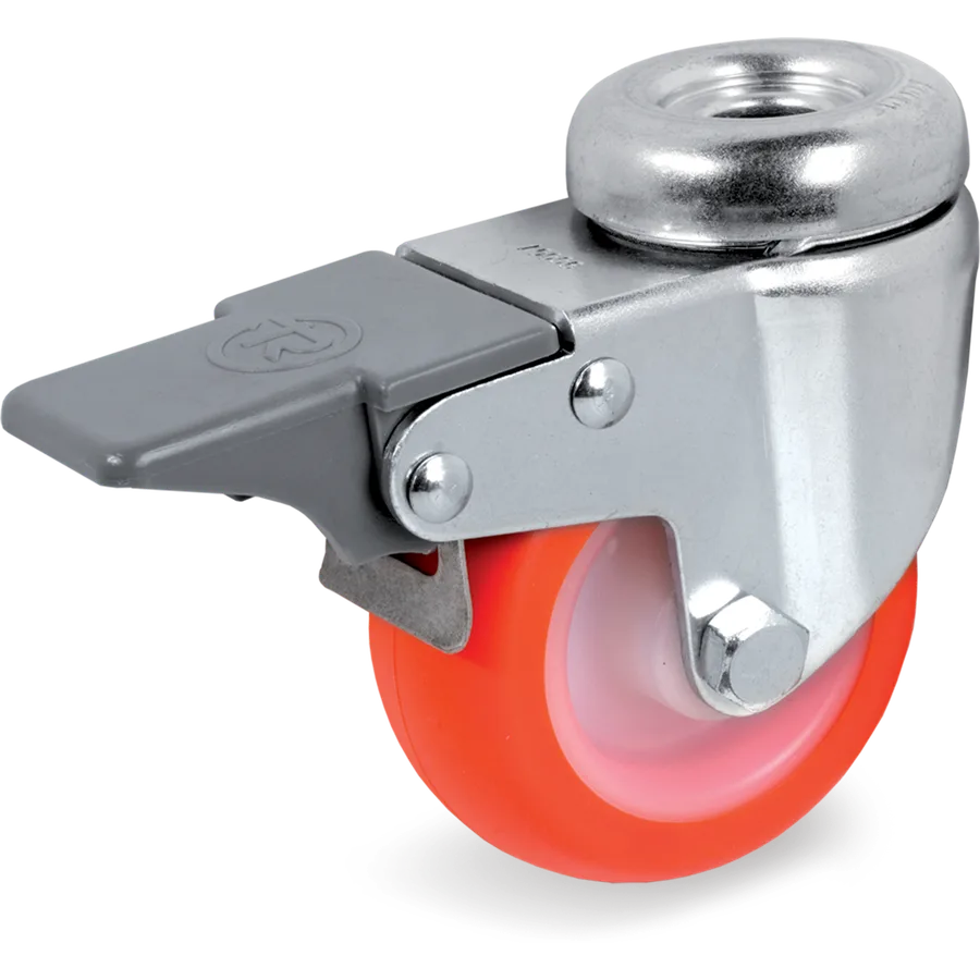 Tellure Rôta 367101 – Rueda giratoria de poliuretano termoplástico Ø40×18 mm con freno