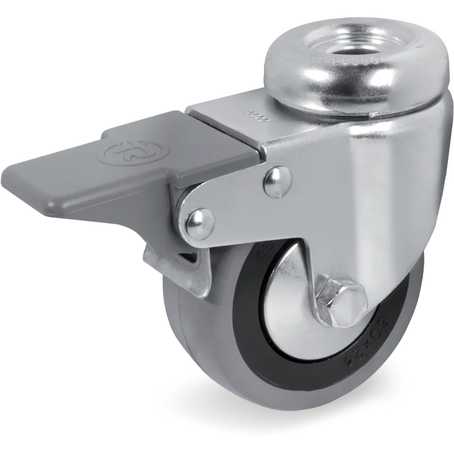 Tellure Rôta 377103 – Rueda giratoria de goma Ø80×24 mm con freno