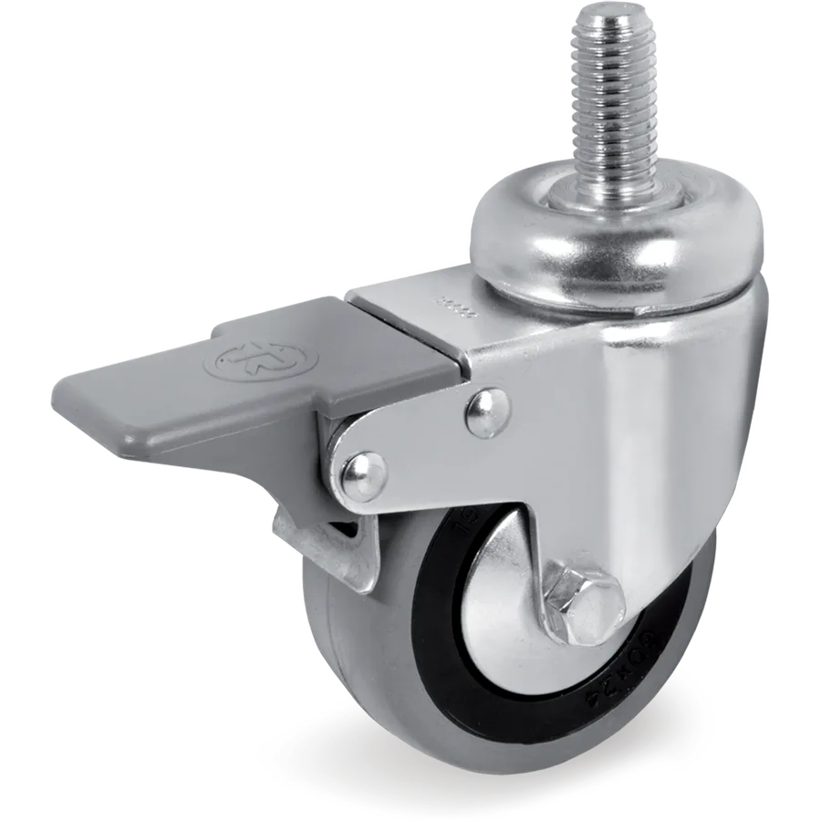 Tellure Rôta 379100 – Rubber swivel castor Ø40×18 mm with brake