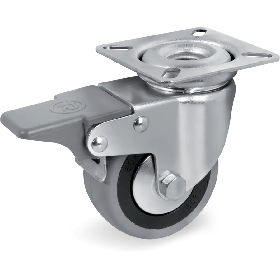 Tellure Rôta 378103 – Rubber swivel castor Ø80×24 mm with brake