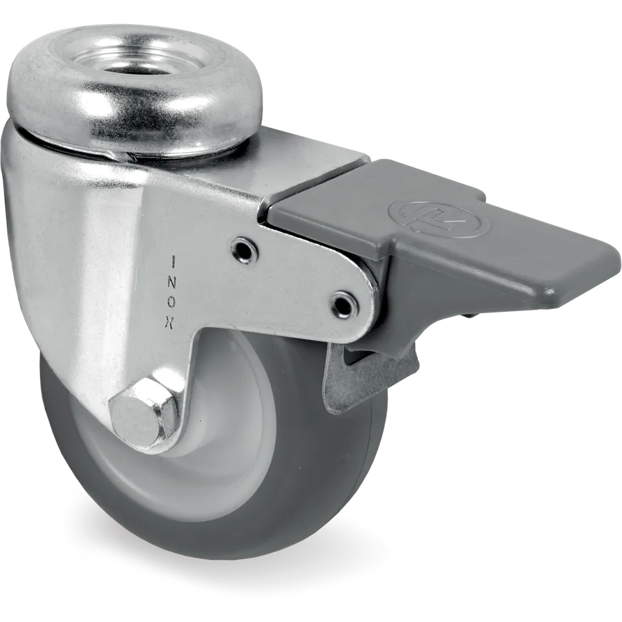 Tellure Rôta 387211NX – Rueda giratoria de goma termoplástica Ø50×24 mm con freno