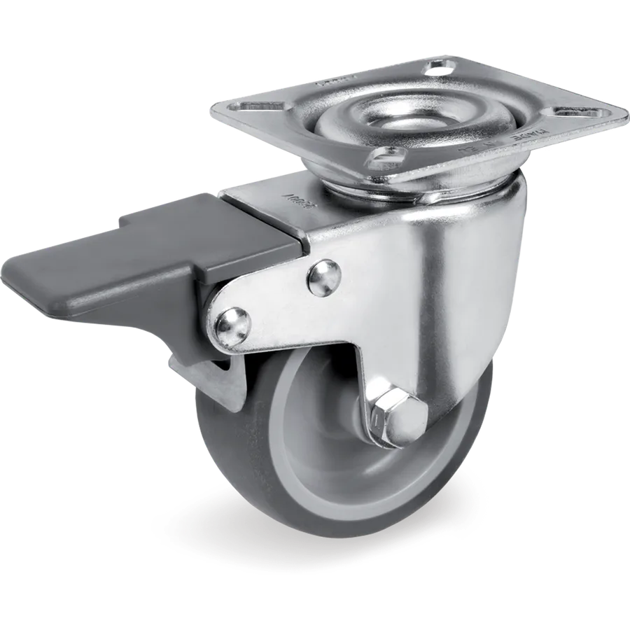 Tellure Rôta 388202 – Thermoplastic rubber swivel castor Ø60×25 mm with brake