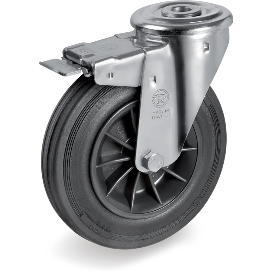 Tellure Rôta 525606 – Rueda giratoria de goma Ø200×50 mm con freno