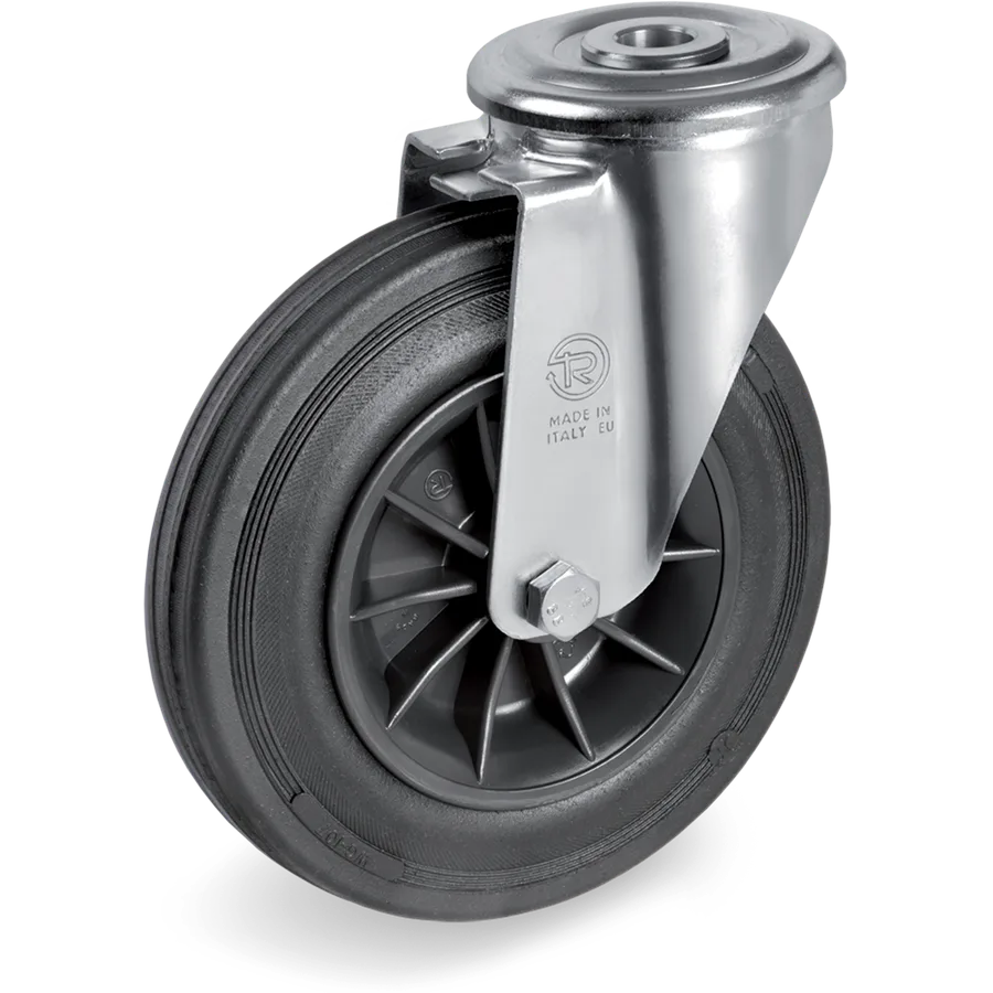 Tellure Rôta 527901 – Rubber swivel castor Ø80×25 mm