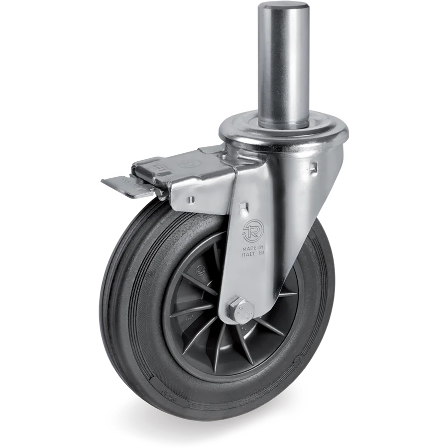 Tellure Rôta 525620 – Rubber swivel castor Ø160×40 mm with brake