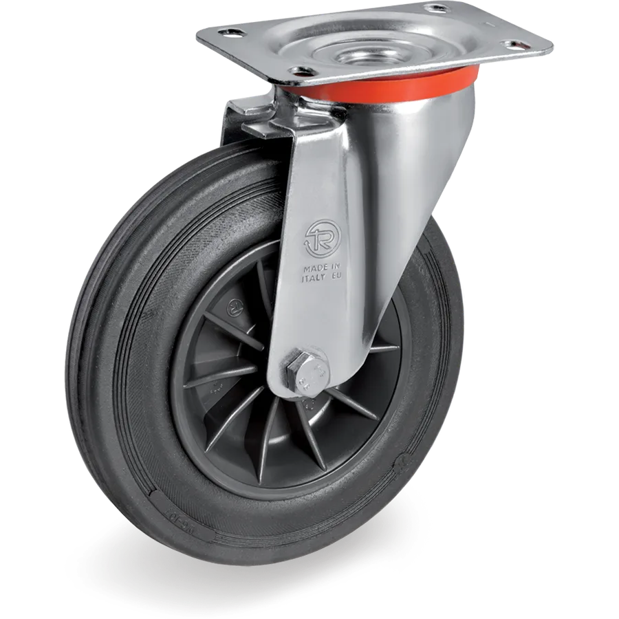 Tellure Rôta 524603 – Rubber swivel castor Ø125×37.5 mm