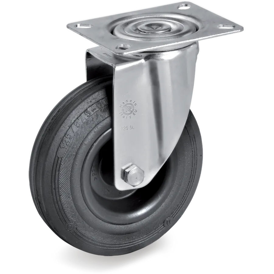 Tellure Rôta 525803 – Rubber swivel castor Ø125×37.5 mm