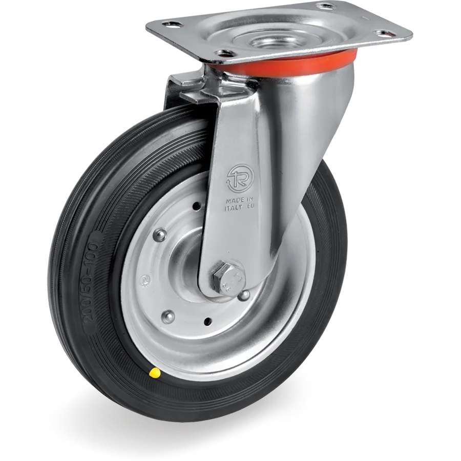 Tellure Rôta 534908AS – Conductive rubber swivel castor Ø250×60 mm