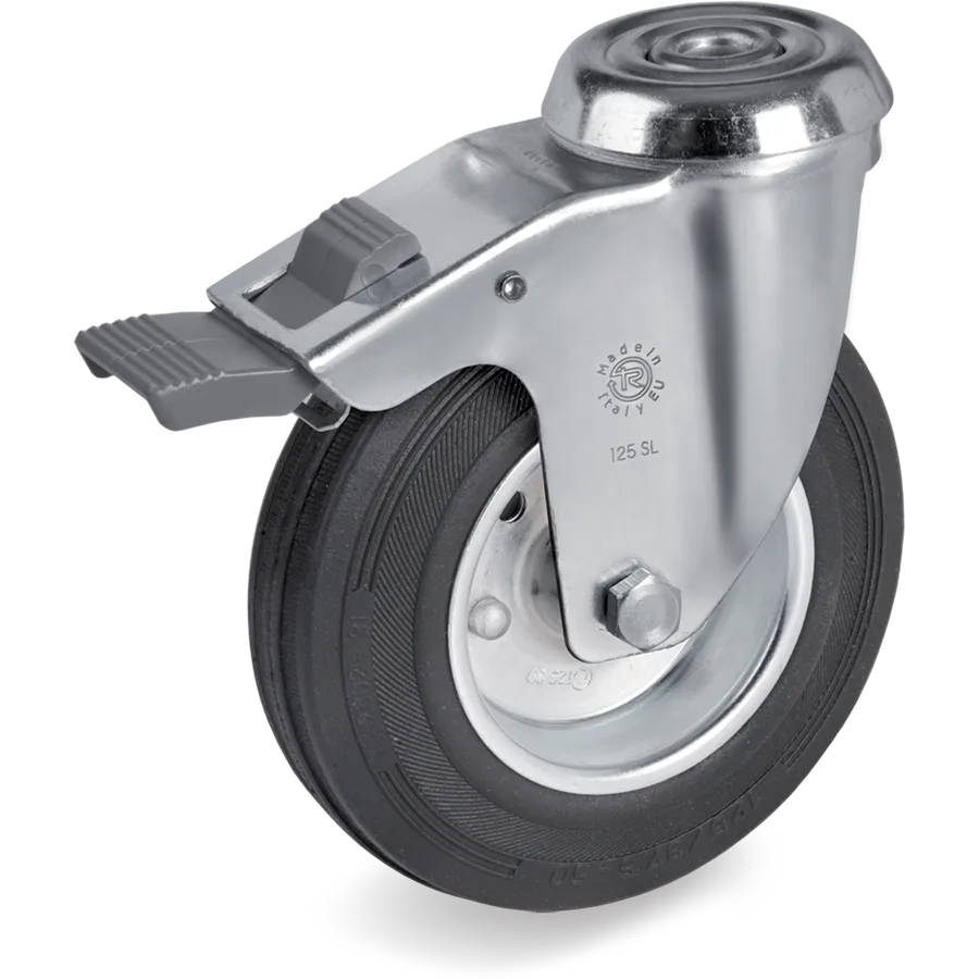 Tellure Rôta 536202 – Rueda giratoria de goma Ø100×30 mm con freno