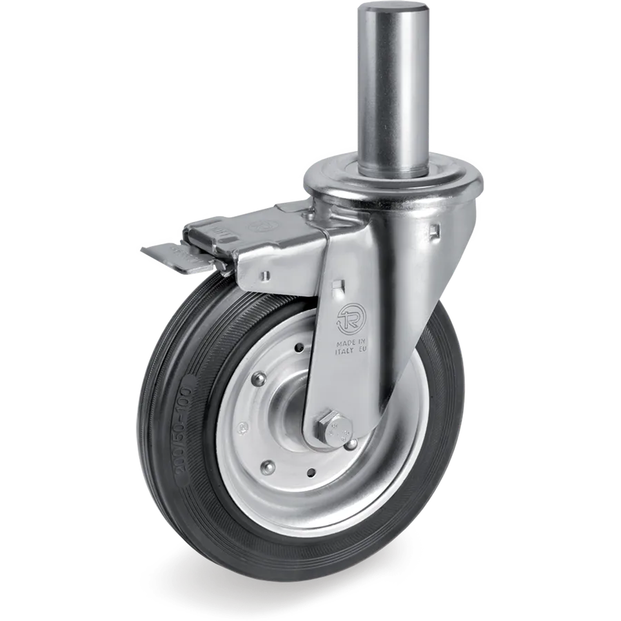 Tellure Rôta 538803 – Rubber swivel castor Ø125×37.5 mm with brake