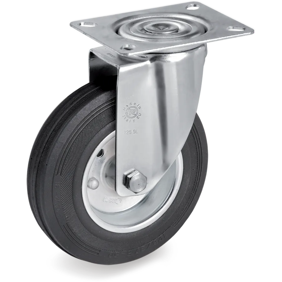 Tellure Rôta 535803 – Rubber swivel castor Ø125×37.5 mm