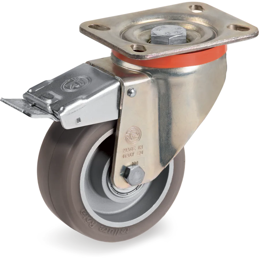 Tellure Rôta 585502 – Rueda giratoria de poliuretano TR-PowerHigh Ø100×40 mm con freno