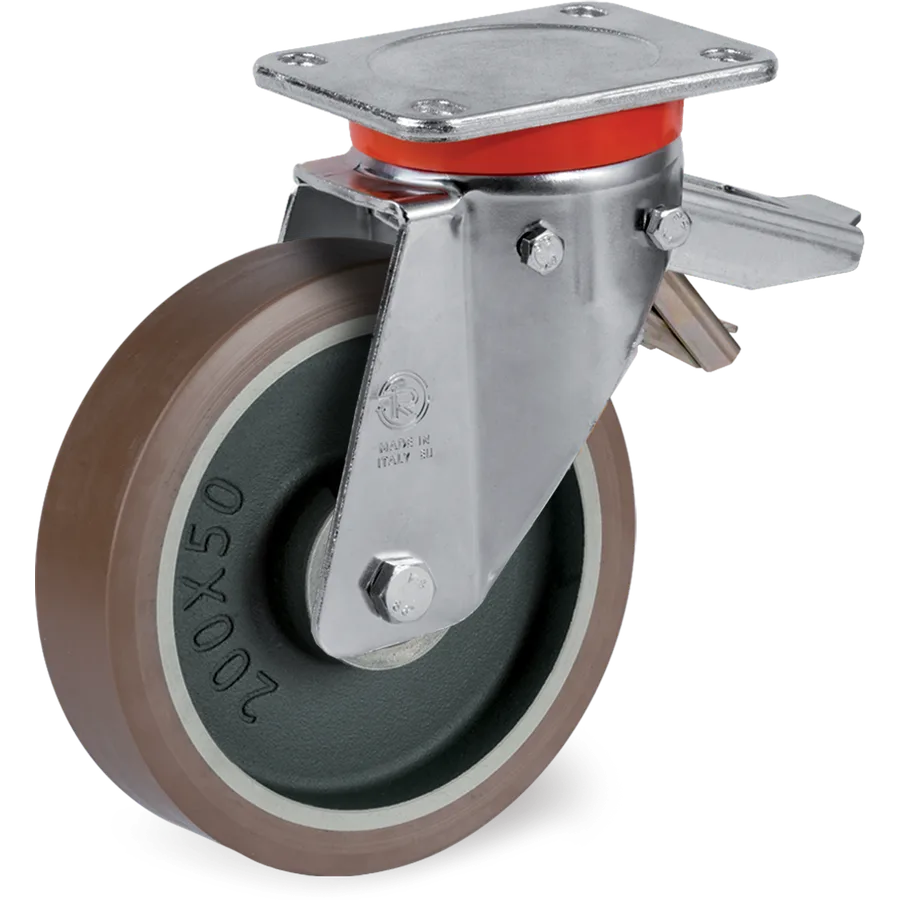 Tellure Rôta 586664 – TR-PowerHigh polyurethane swivel castor Ø160×50 mm with brake