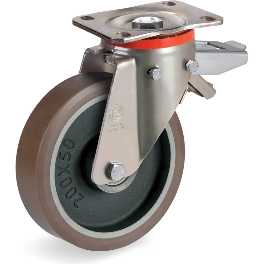 Tellure Rôta 584854 – TR-PowerHigh polyurethane swivel castor Ø150×50 mm with brake