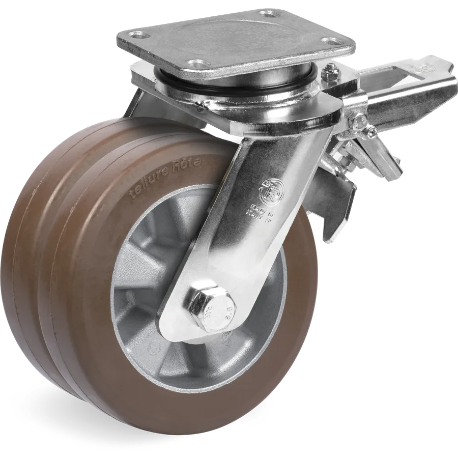 Tellure Rôta 588274 – Rueda giratoria de poliuretano TR-PowerHigh Ø160 mm con freno