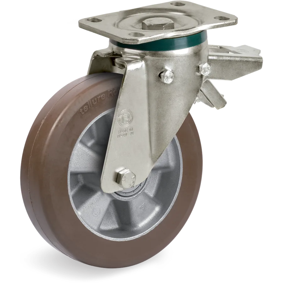 Tellure Rôta 585536 – TR-PowerHigh polyurethane swivel castor Ø200×50 mm with brake