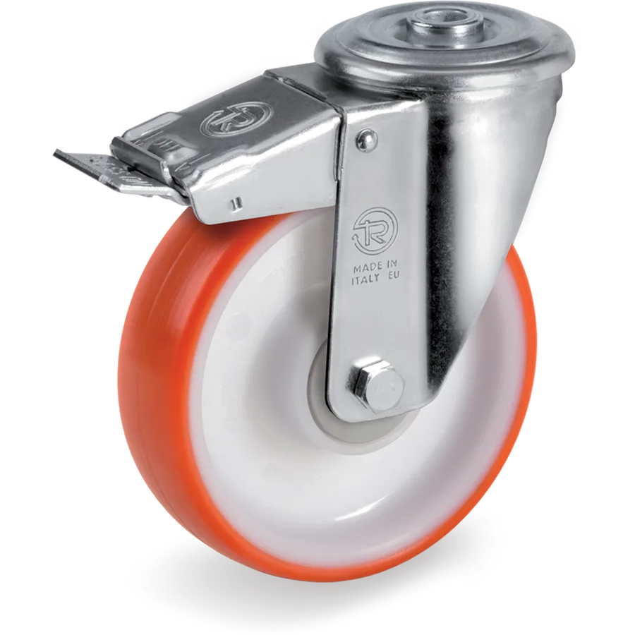 Tellure Rôta 605501 – Thermoplastic polyurethane swivel castor Ø80×30 mm with brake