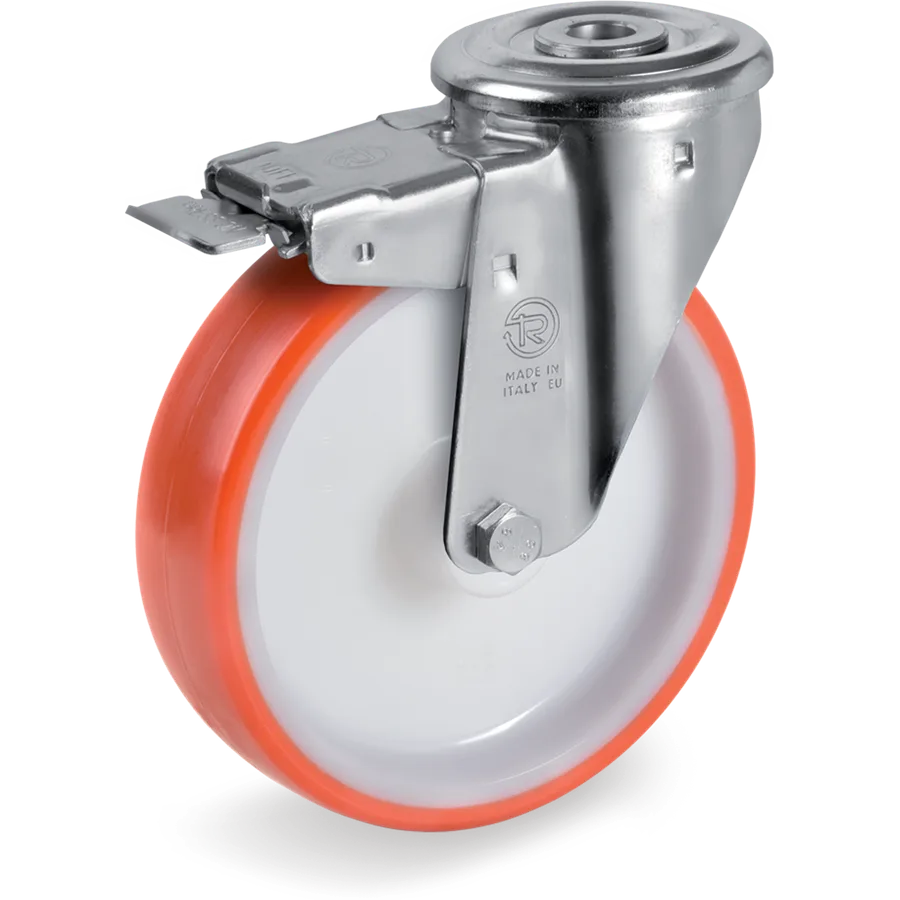 Tellure Rôta 606423 – Thermoplastic polyurethane swivel castor Ø125×35 mm with brake