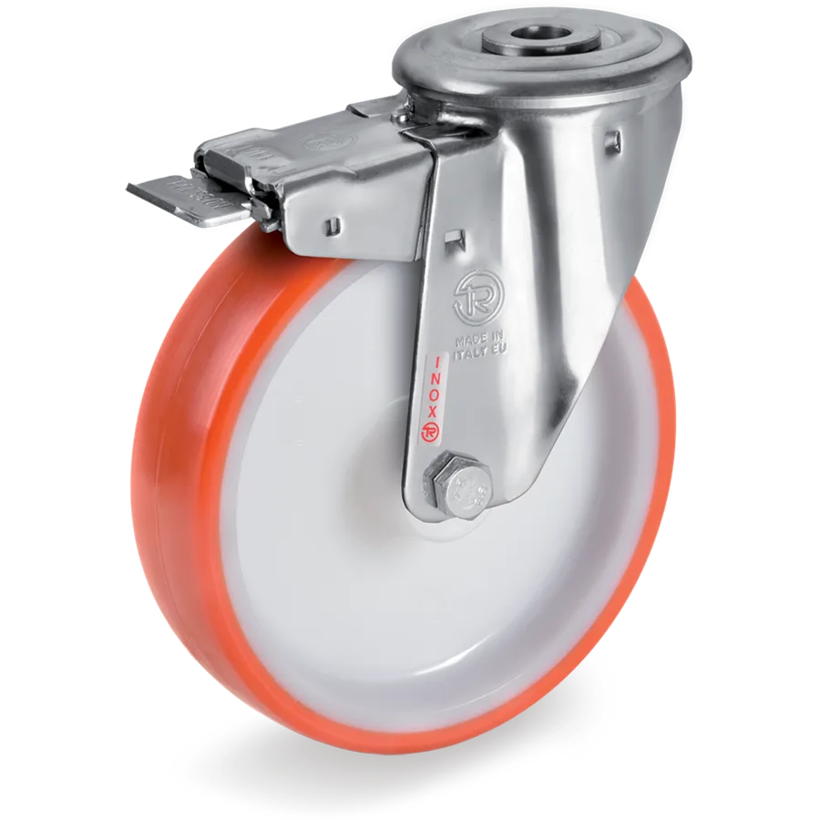 Tellure Rôta 608821 – Rueda giratoria de poliuretano termoplástico Ø80×30 mm con freno