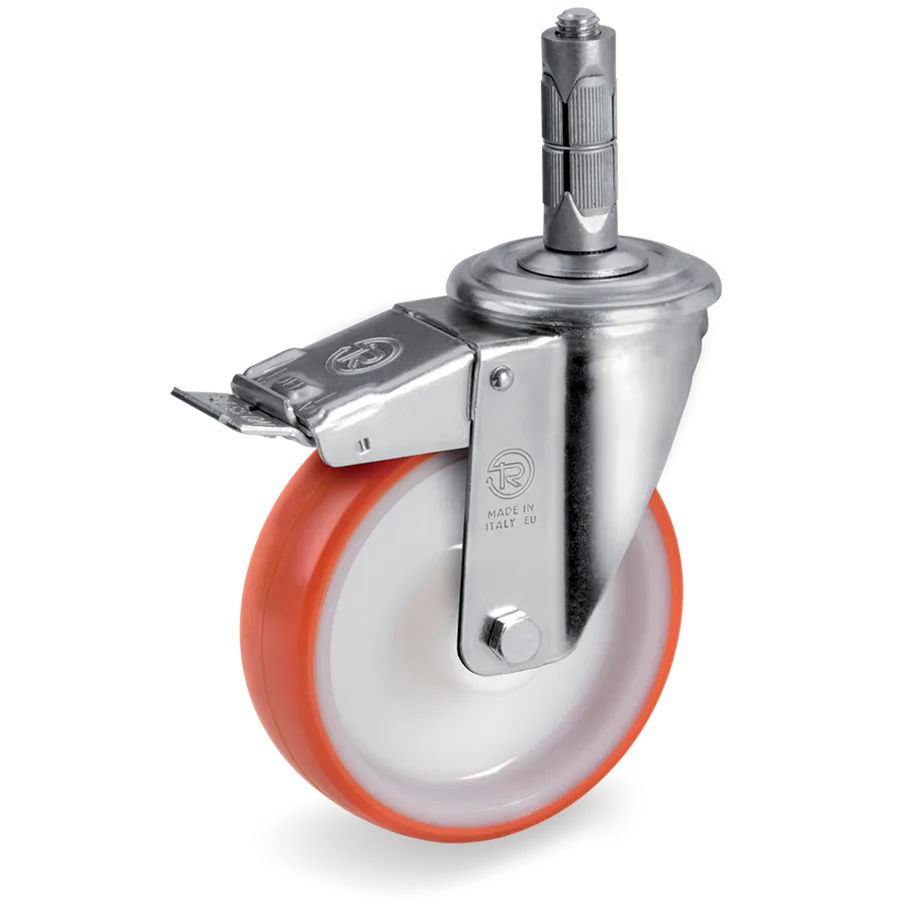 Tellure Rôta 609301 – Thermoplastic polyurethane swivel castor Ø80×30 mm with brake