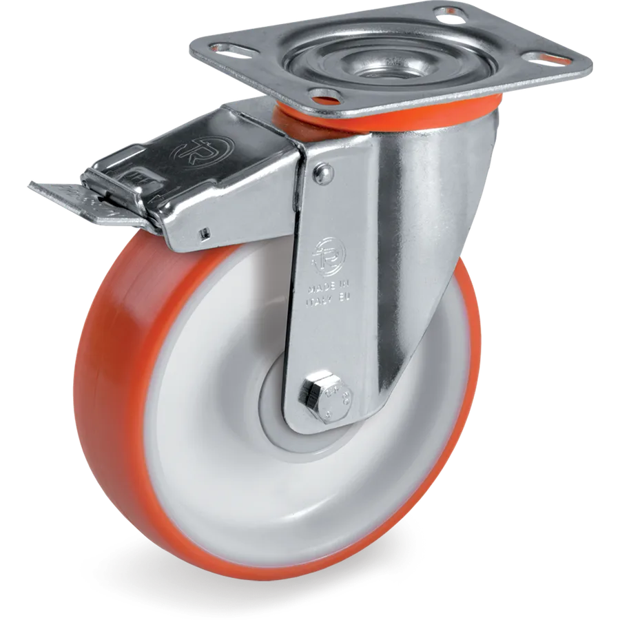Tellure Rôta 604903 – Thermoplastic polyurethane swivel castor Ø125×35 mm with brake