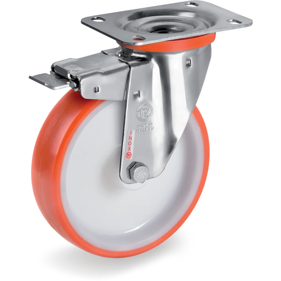 Tellure Rôta 606721 – Thermoplastic polyurethane swivel castor Ø80×30 mm with brake
