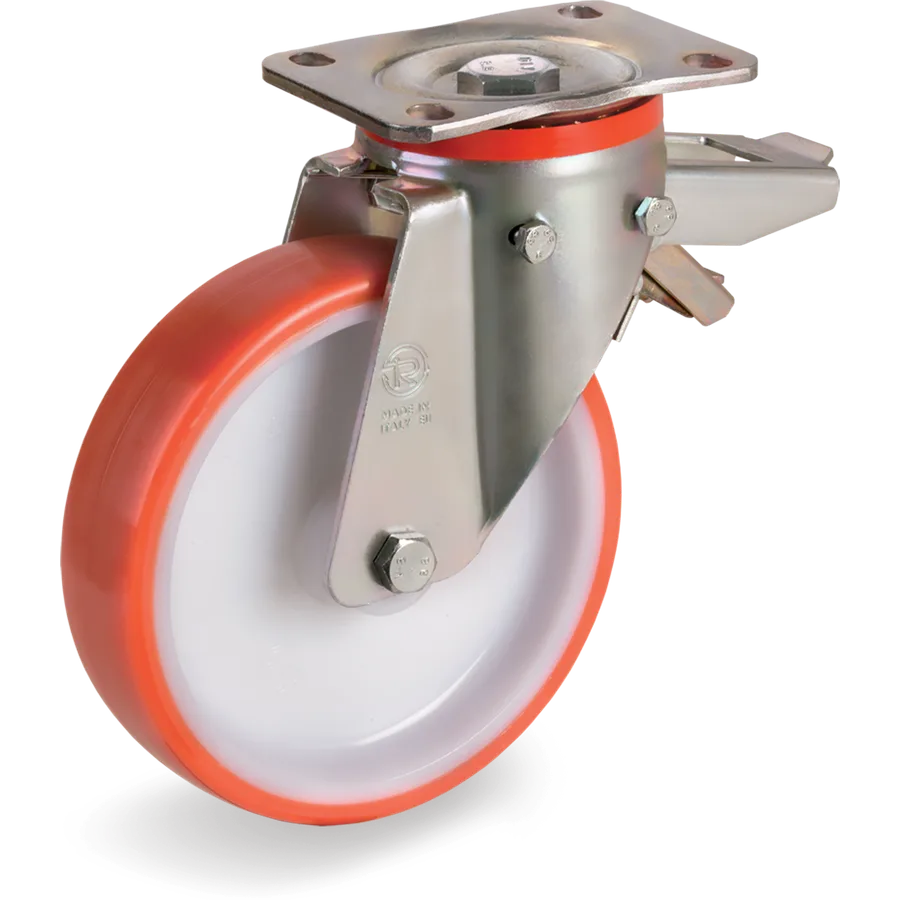 Tellure Rôta 609106 – Thermoplastic polyurethane swivel castor Ø200×50 mm with brake